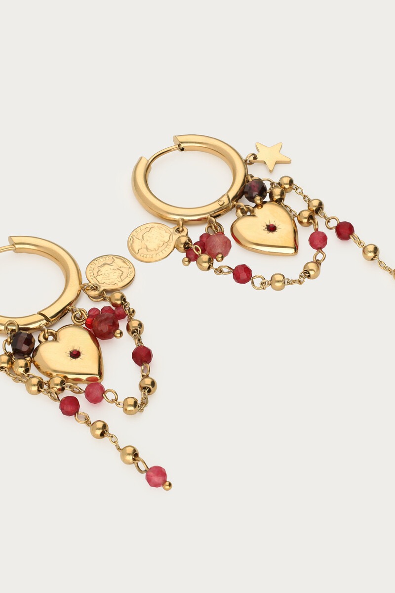 Sunrocks hoop earrings with heart and pink beads | My Jewellery