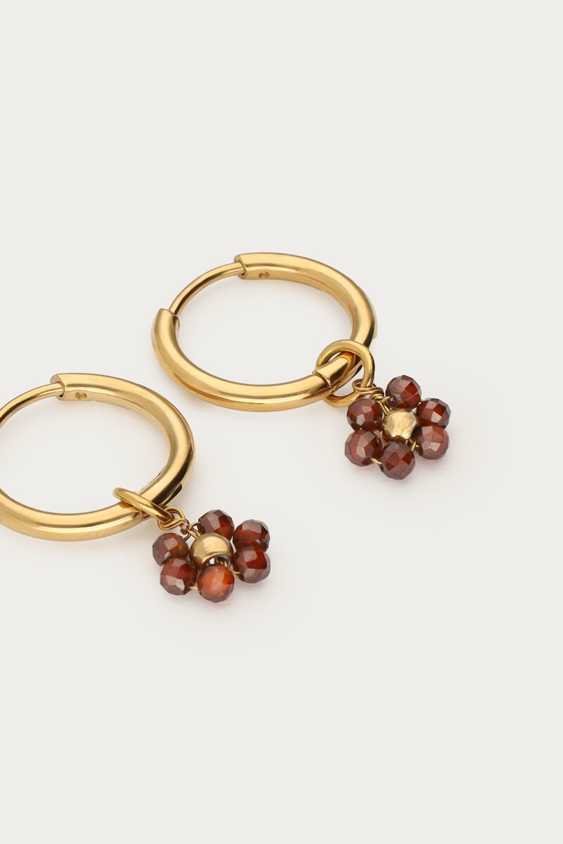 Sunrocks hoop earrings with mini brown flowers