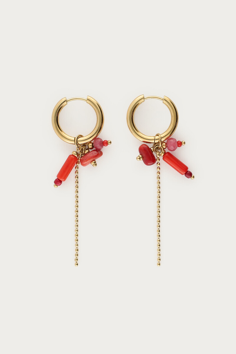 Sunrocks earrings with red stones & balls