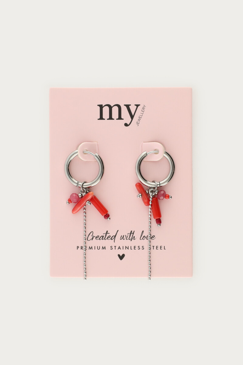 Sunrocks earrings with red stones & balls | My Jewellery