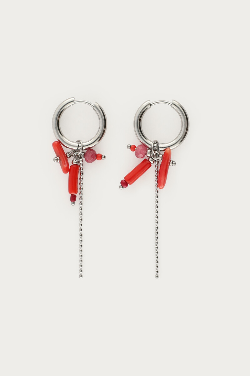 Sunrocks earrings with red stones & balls | My Jewellery