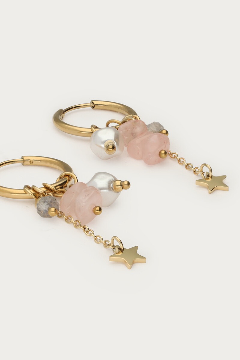 Sunrocks hoop earrings with stones & star | My Jewellery