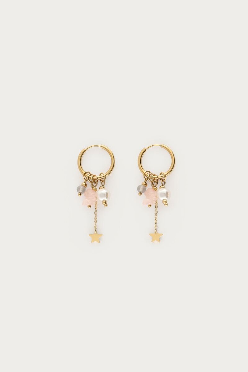 Sunrocks hoop earrings with stones & star | My Jewellery