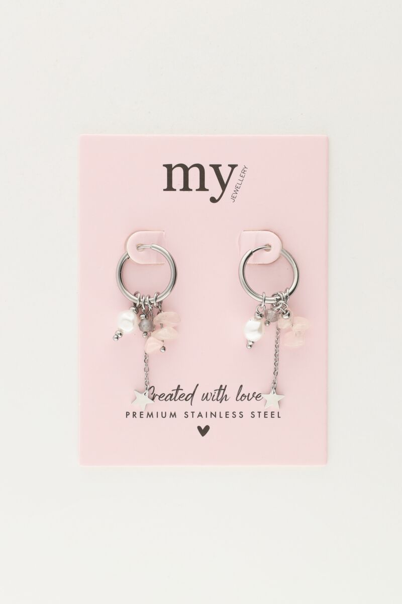 Sunrocks hoop earrings with rhinestones and star | My Jewellery