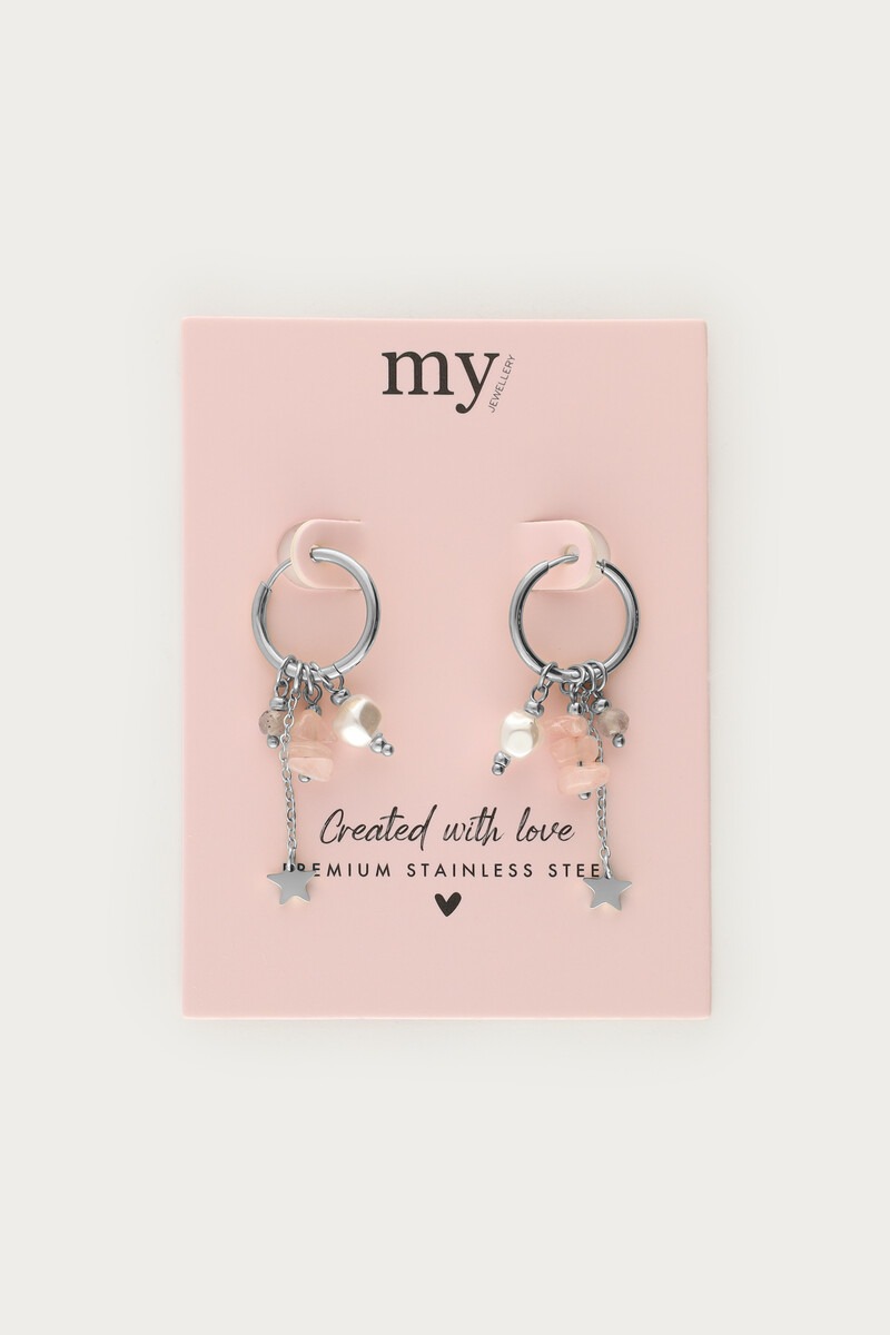 Sunrocks hoop earrings with stones & star | My Jewellery