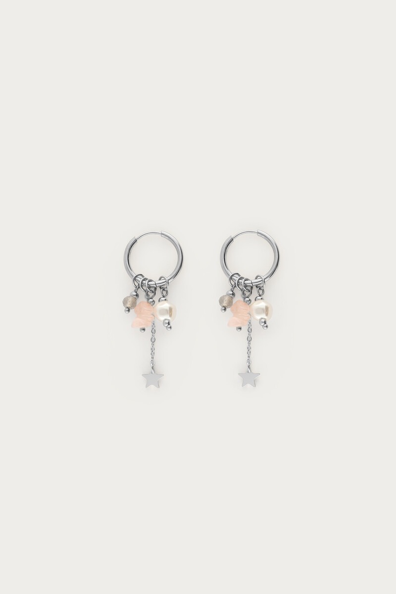 Sunrocks hoop earrings with stones & star | My Jewellery