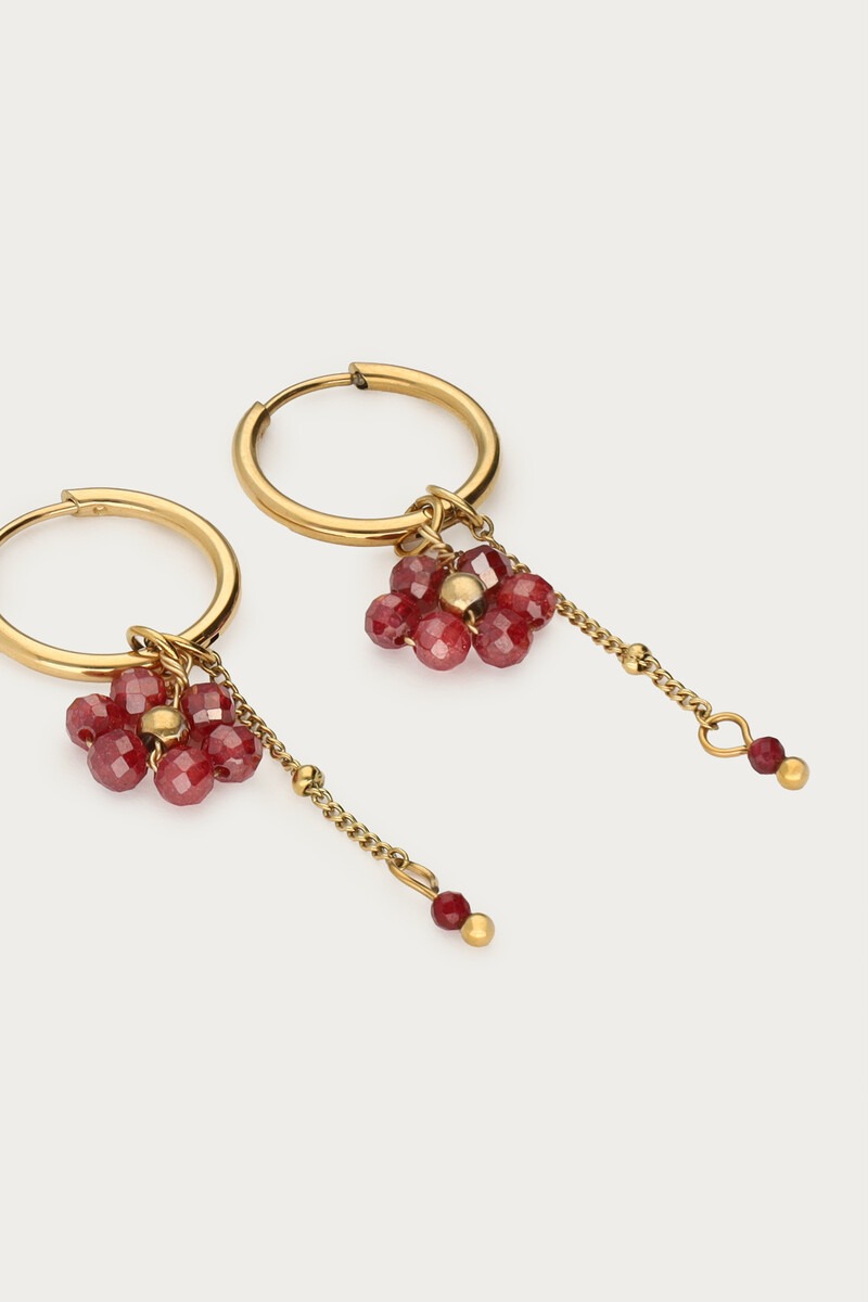 Sunrocks hoop earrings with string and pink flowers | My Jewellery