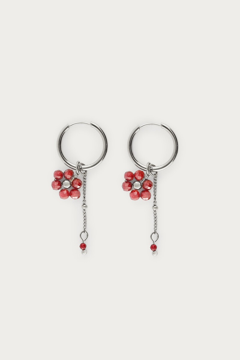 Sunrocks hoop earrings with string and pink flowers | My Jewellery