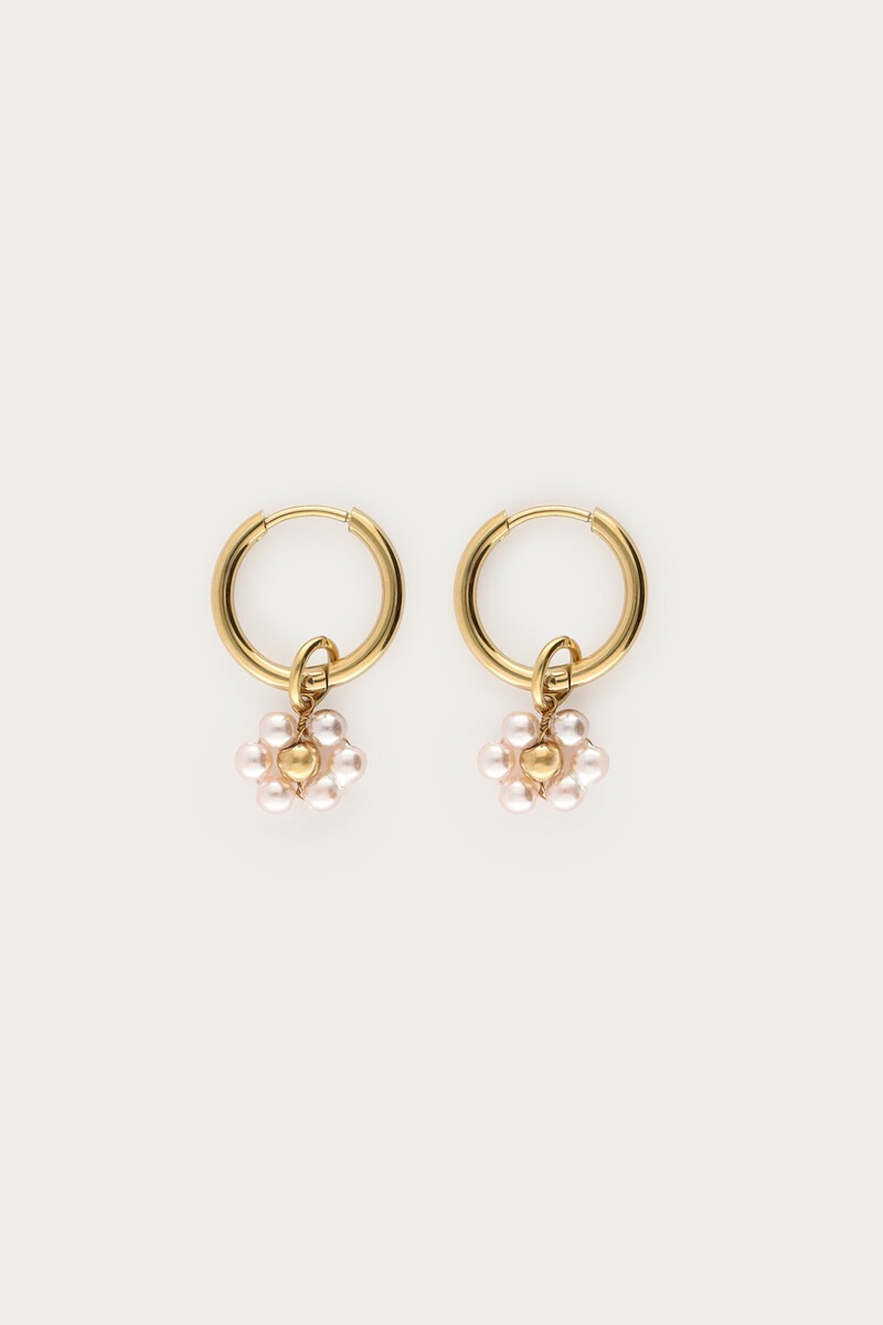 Sunrocks hoop earrings with white flowers | My Jewellery