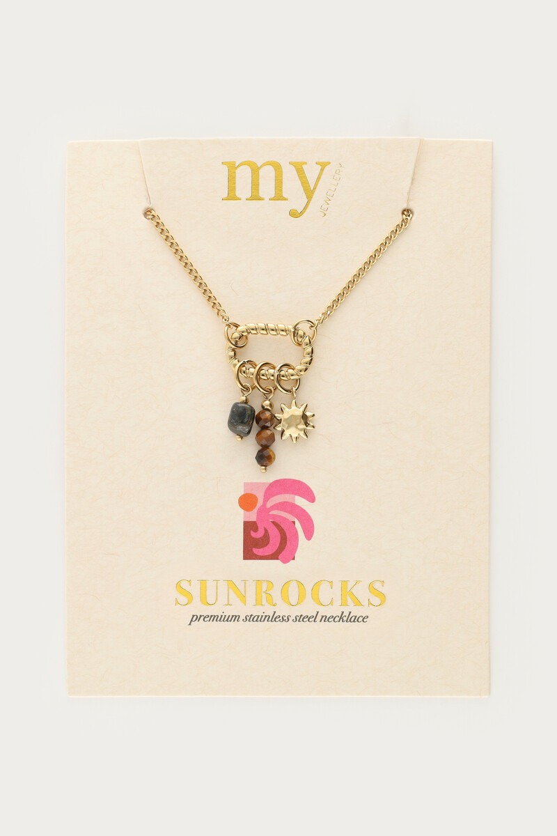 Sunrocks necklace with sun and brown beads | My Jewellery