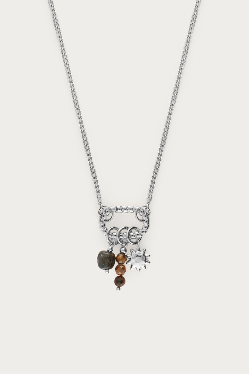 Sunrocks ketting met zon en bruine kralen