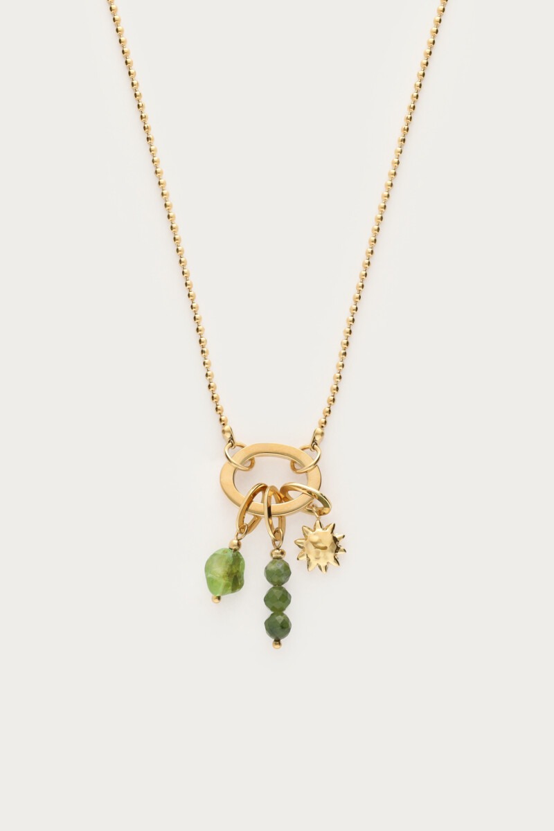 Sunrocks necklace with sun and green beads | My Jewellery