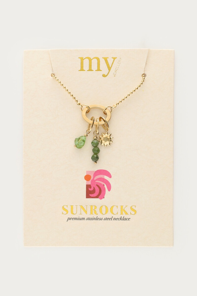 Sunrocks necklace with sun and green beads | My Jewellery