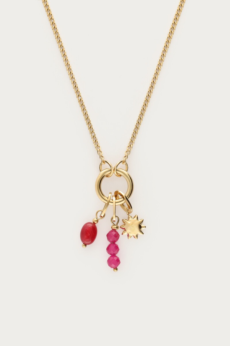 Sunrocks ketting met zon en roze kralen
