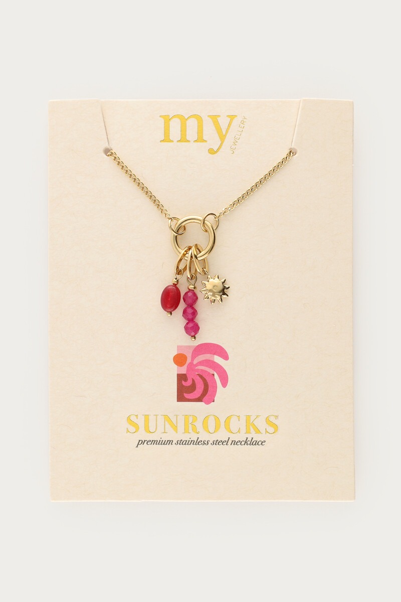 Sunrocks necklace with sun and pink beads | My Jewellery