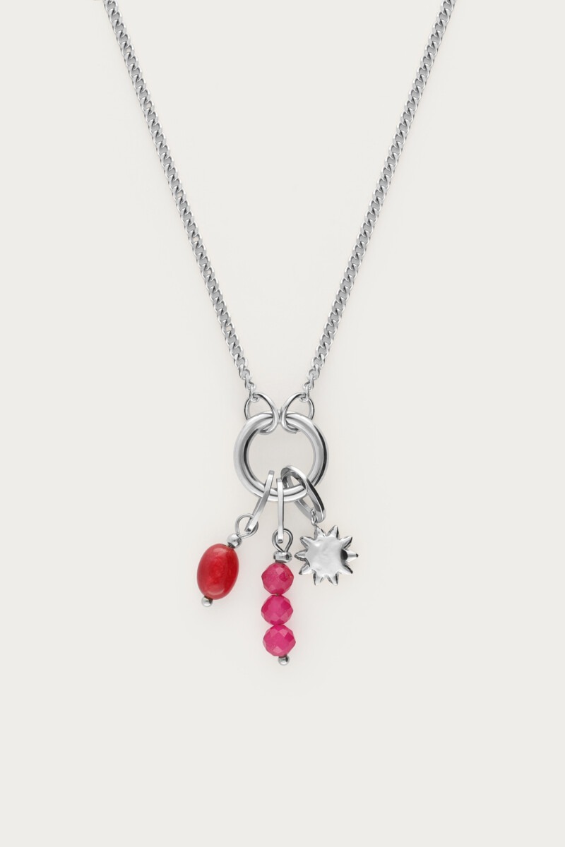 Sunrocks ketting met zon en roze kralen
