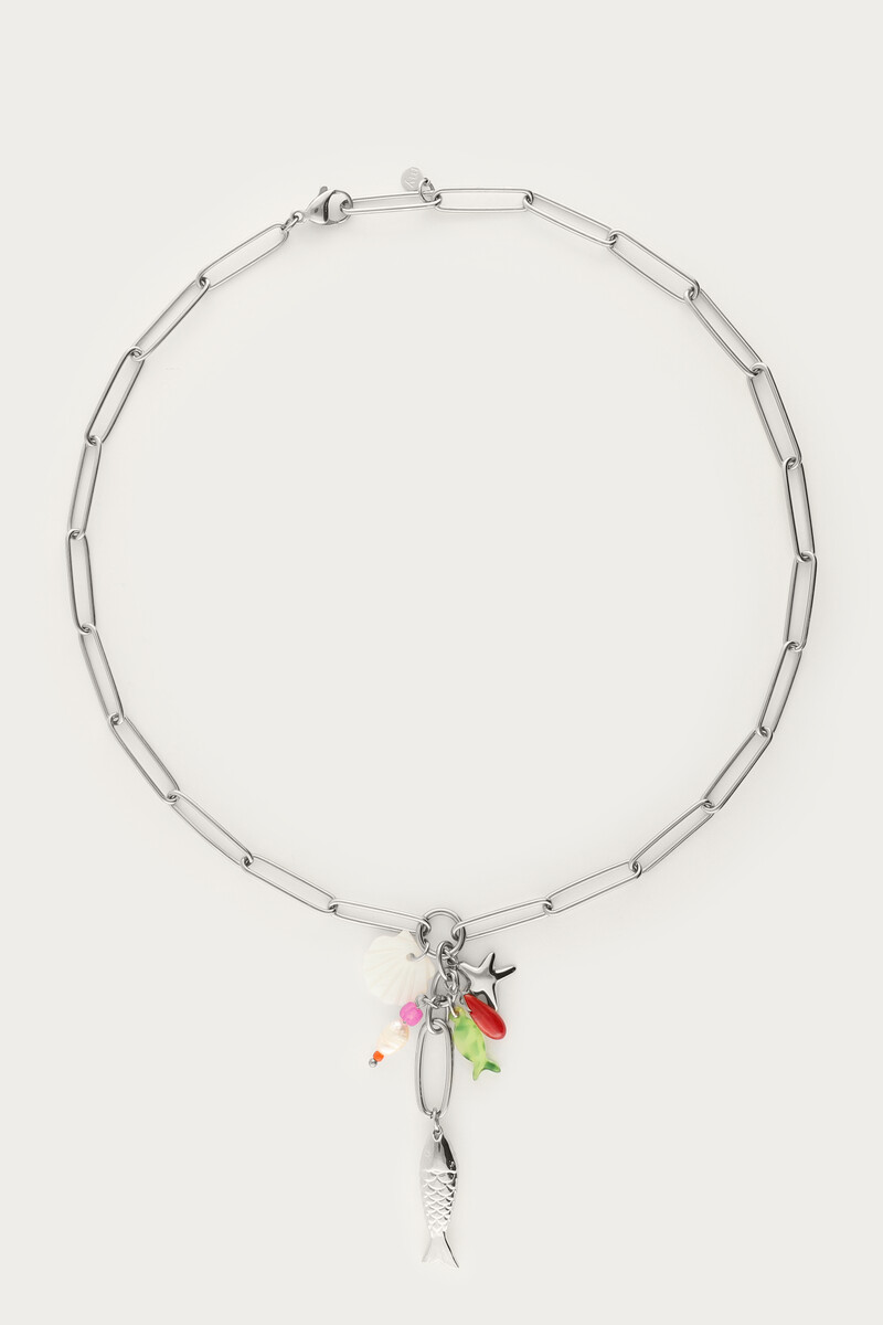Sunrocks link necklace with ocean charms
