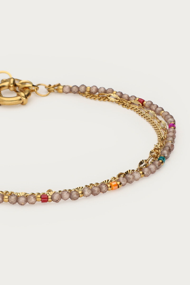 Sunrocks triple bracelet with taupe beads | My Jewellery
