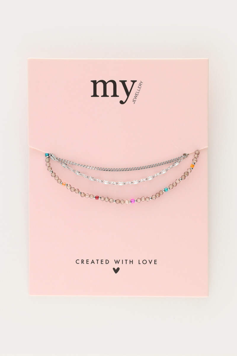 Sunrocks triple bracelet with taupe beads | My Jewellery