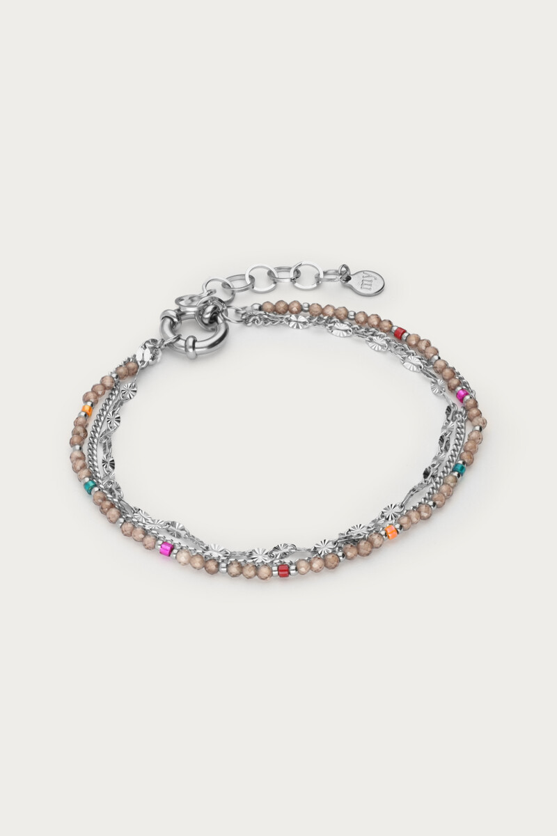Sunrocks triple bracelet with taupe beads | My Jewellery