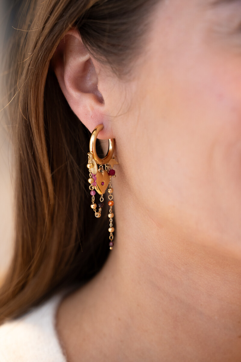 Starry hoop earrings with heart and beads | My Jewellery
