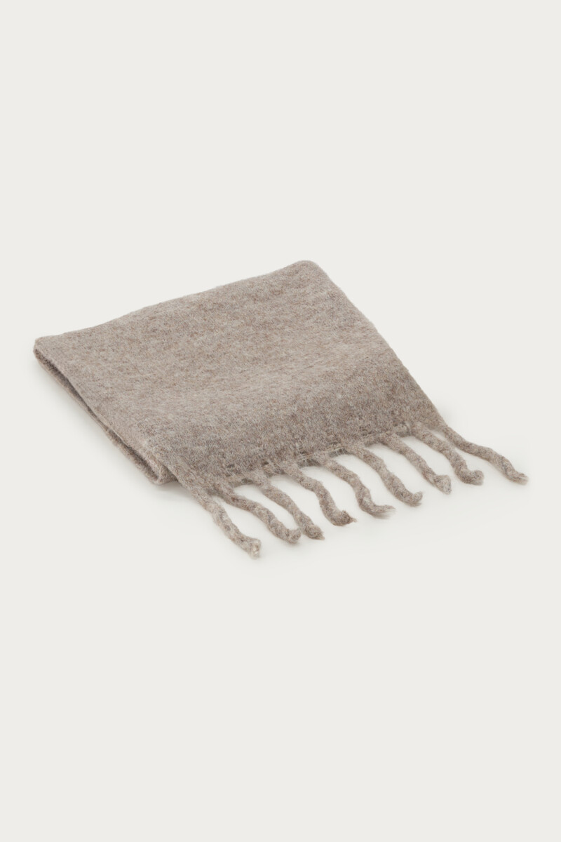 Taupe knit scarf with fringe | My Jewellery