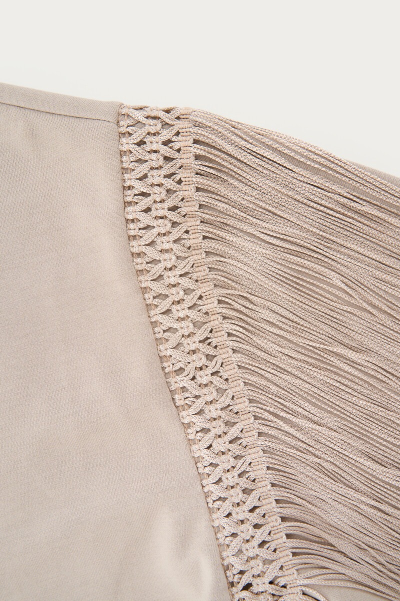 Taupe long sleeve with fringes | My Jewellery