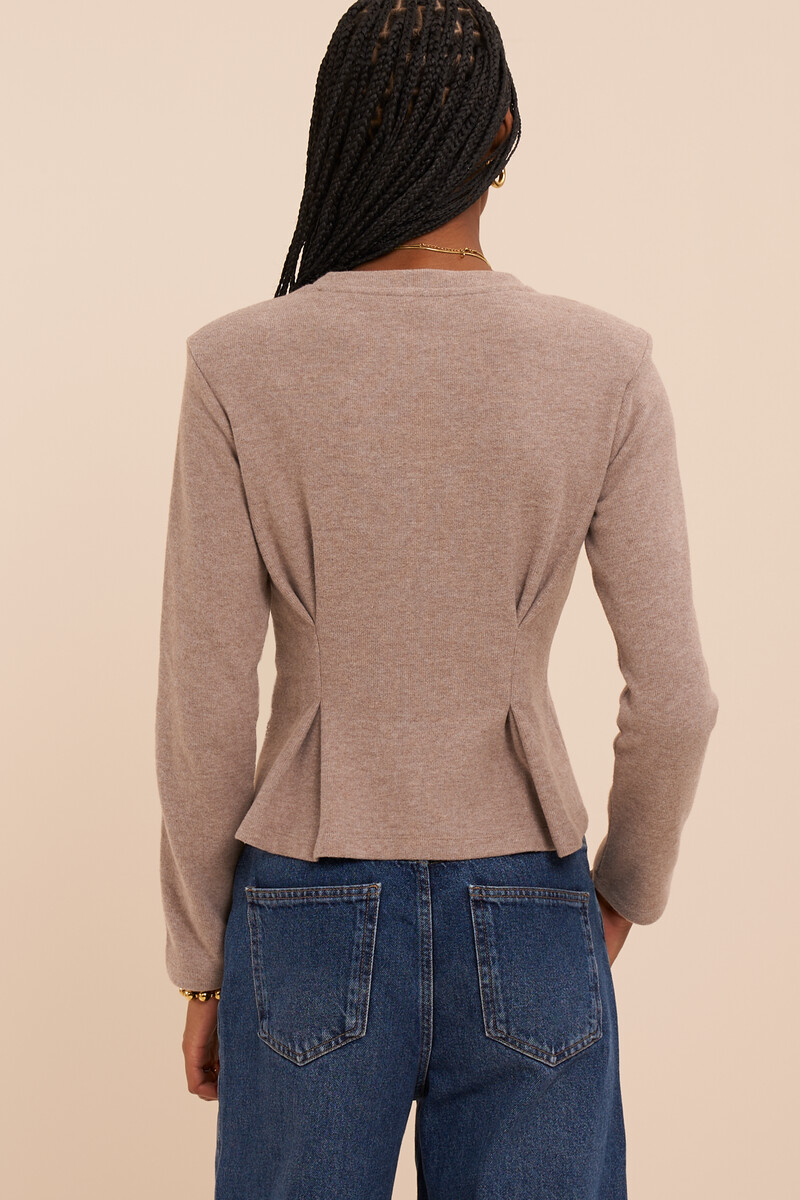 Taupe peplum top with long sleeves | My Jewellery