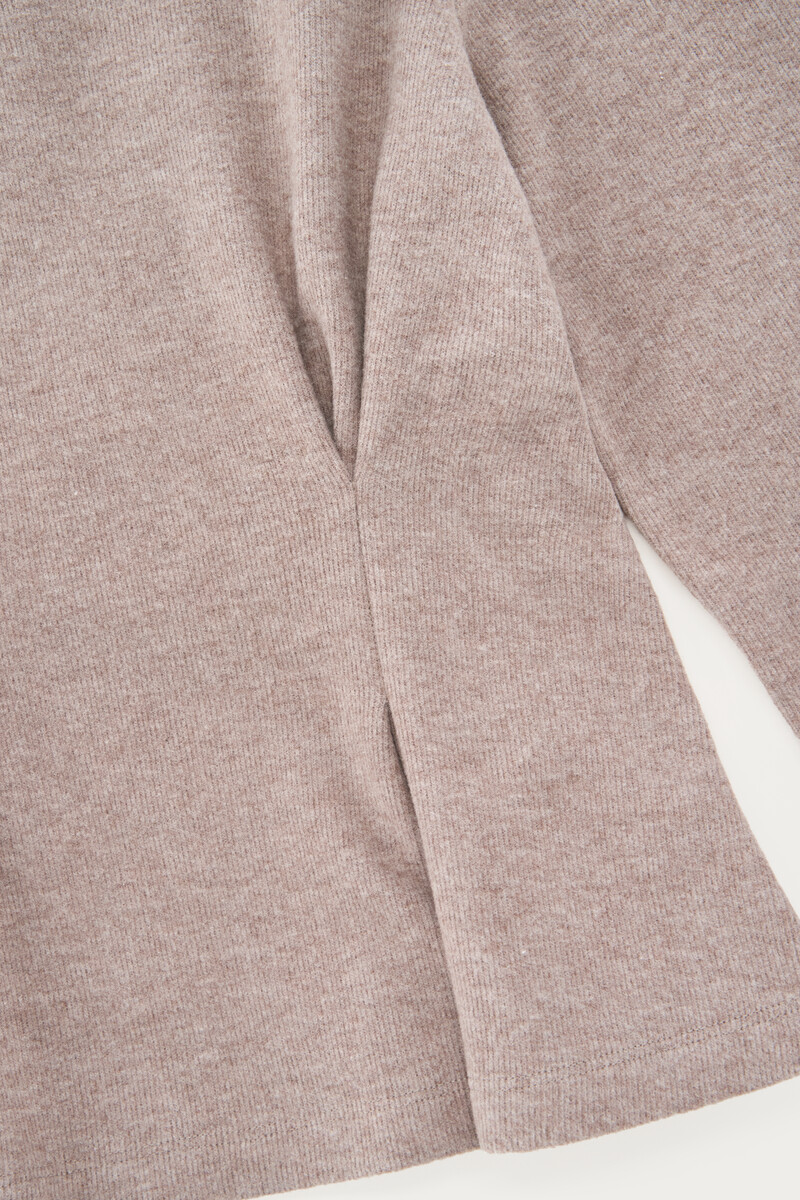 Taupe peplum top with long sleeves | My Jewellery