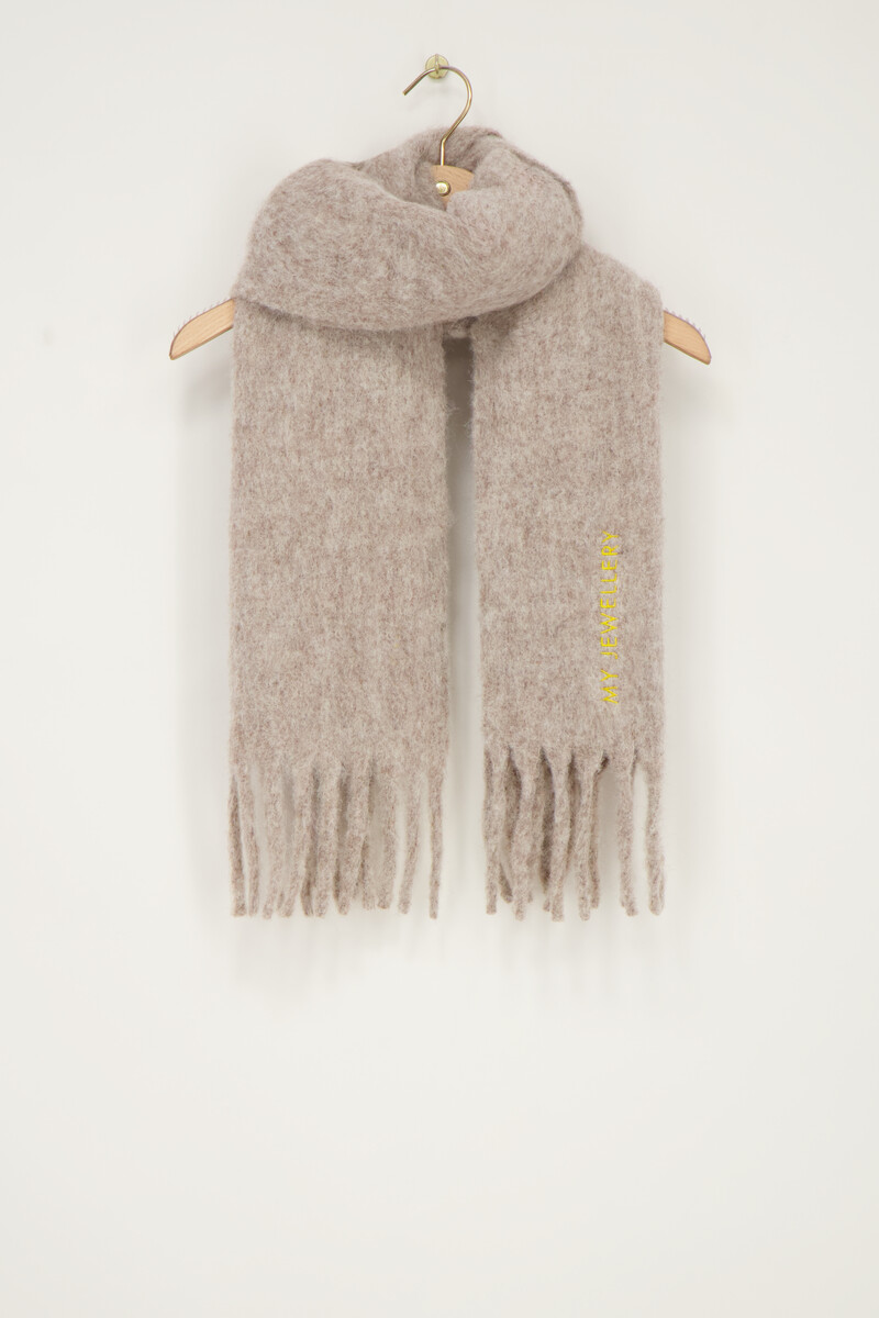Taupe scarf with fringing | My Jewellery