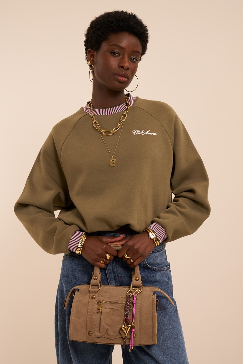 Taupe suede cargo bag | My Jewellery