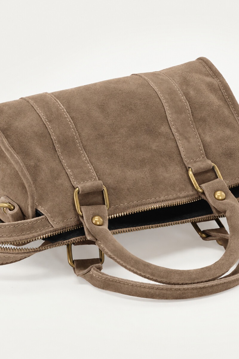 Taupe suede cargo bag | My Jewellery
