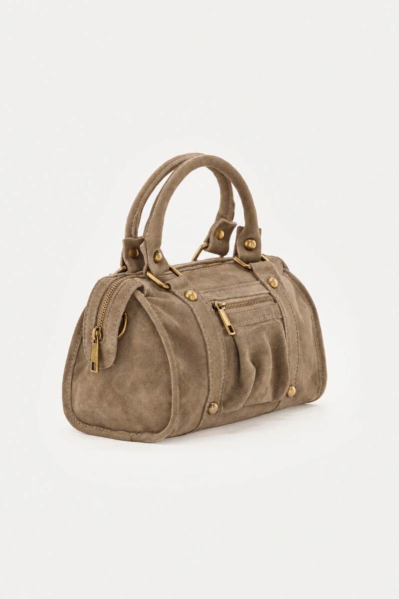 Taupe suede cargo bag | My Jewellery
