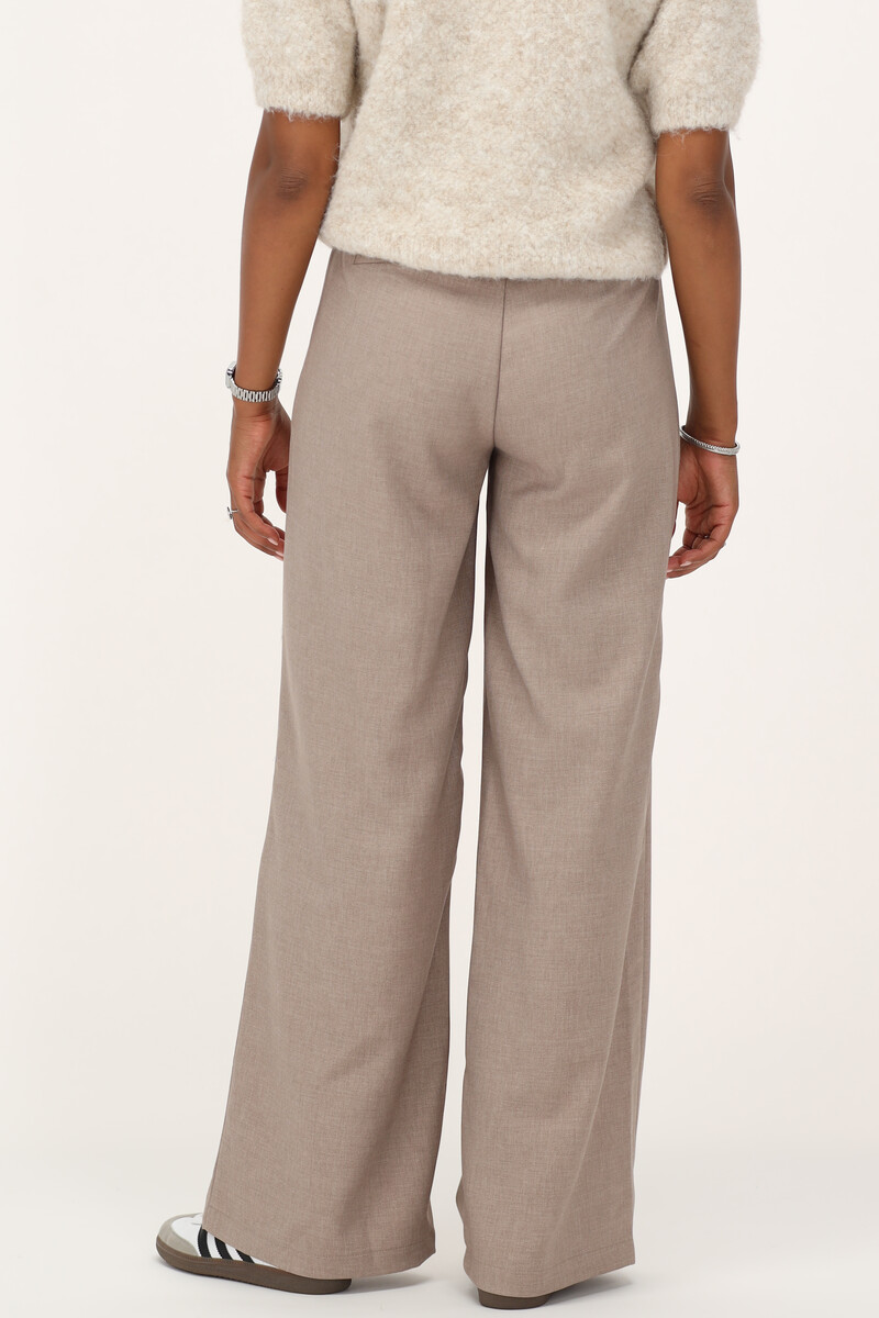 Taupe wide leg trousers with hidden button | My Jewellery