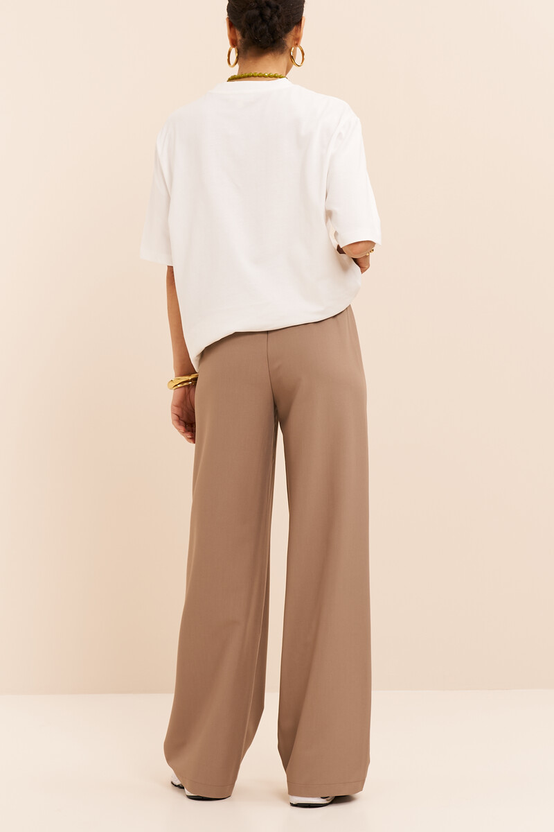 Taupe wide trousers with pintuck | My Jewellery