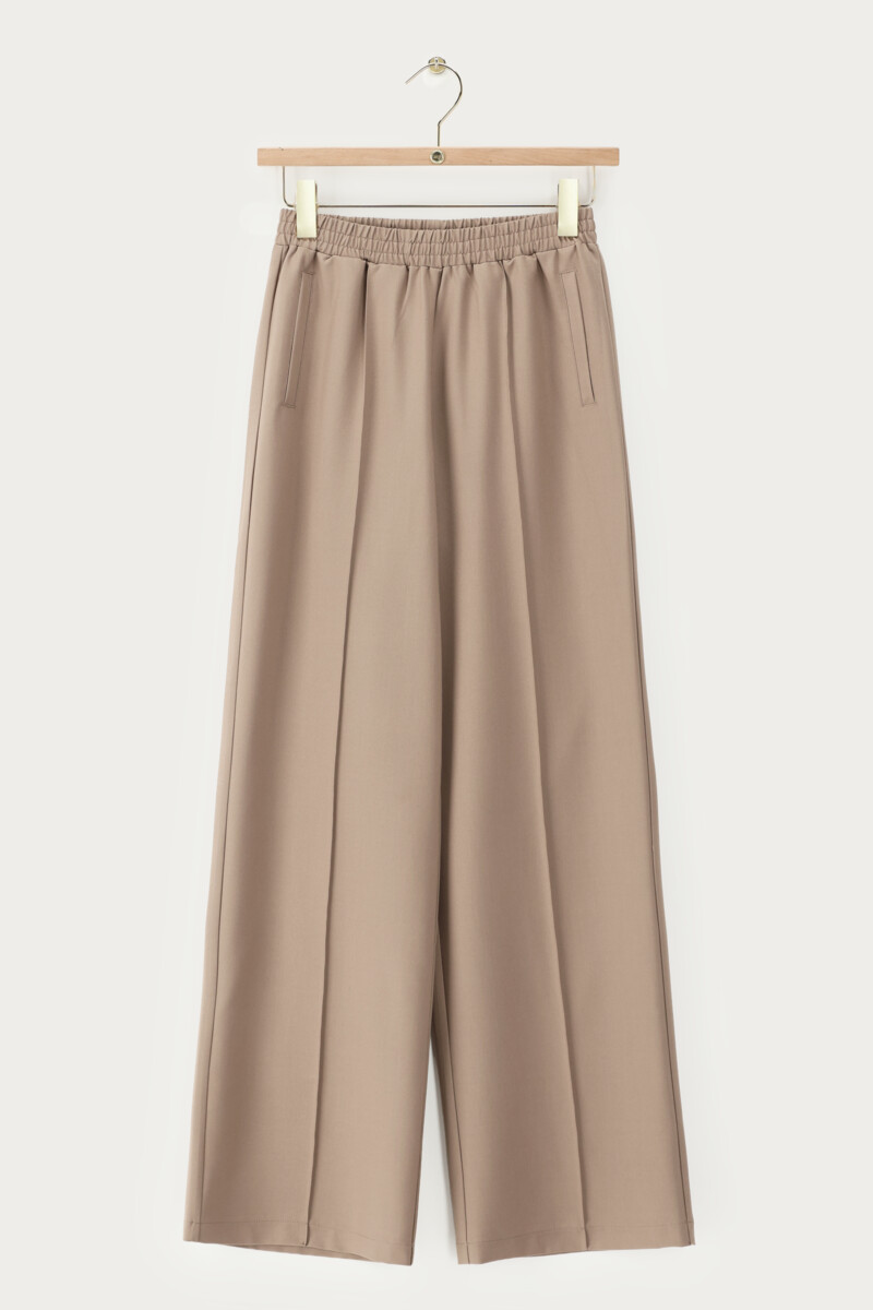 Taupe wide trousers with pintuck | My Jewellery