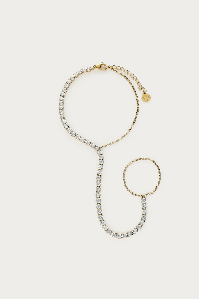 Tennis hand chain with rhinestones