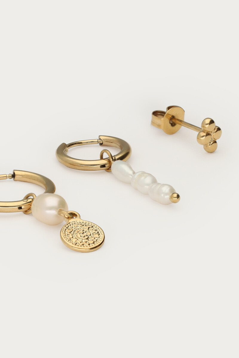 Trio of hoop earrings with freshwater pearls | My Jewellery