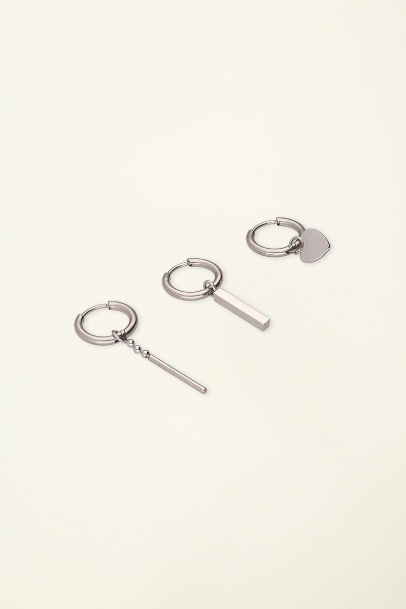Trio of hoop earrings with heart | My Jewellery