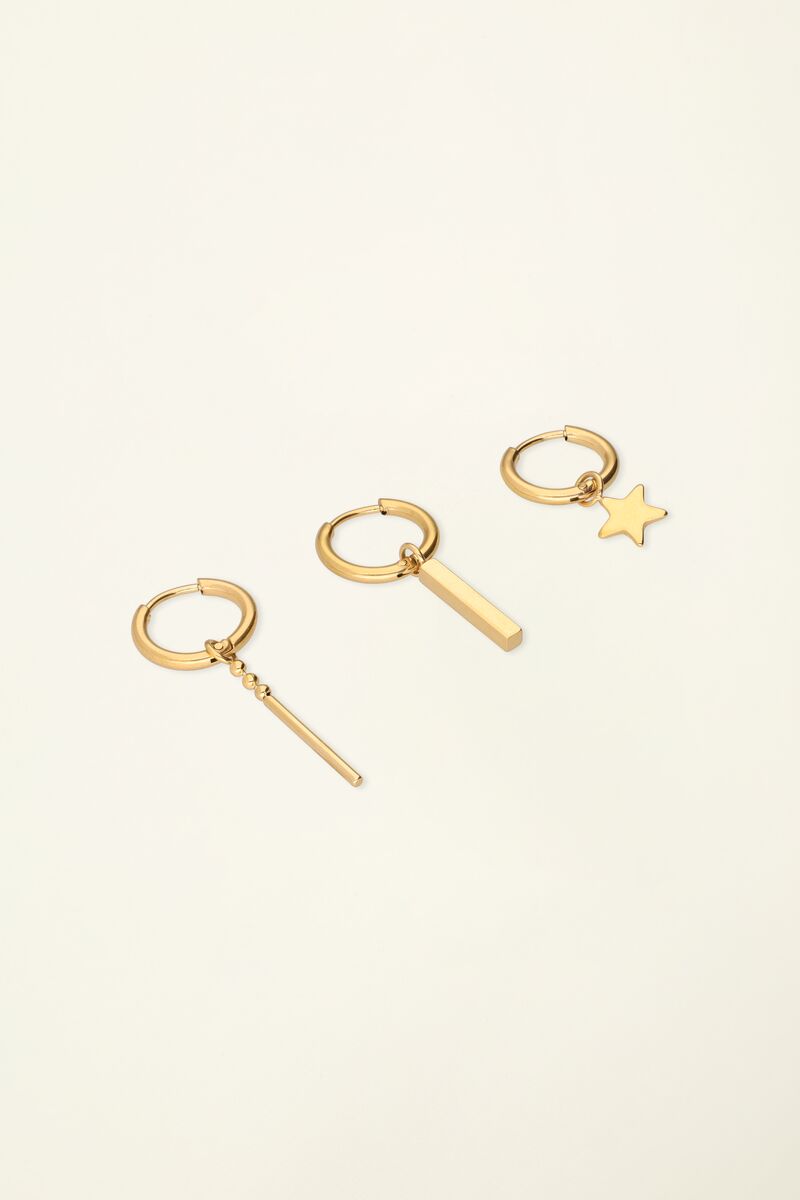 Trio hoop earrings with star | My Jewellery