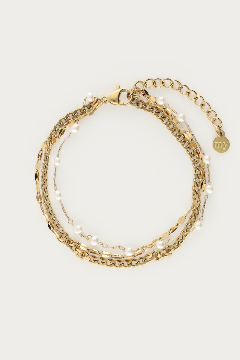 Dreifaches Armband mit Kunstperlen