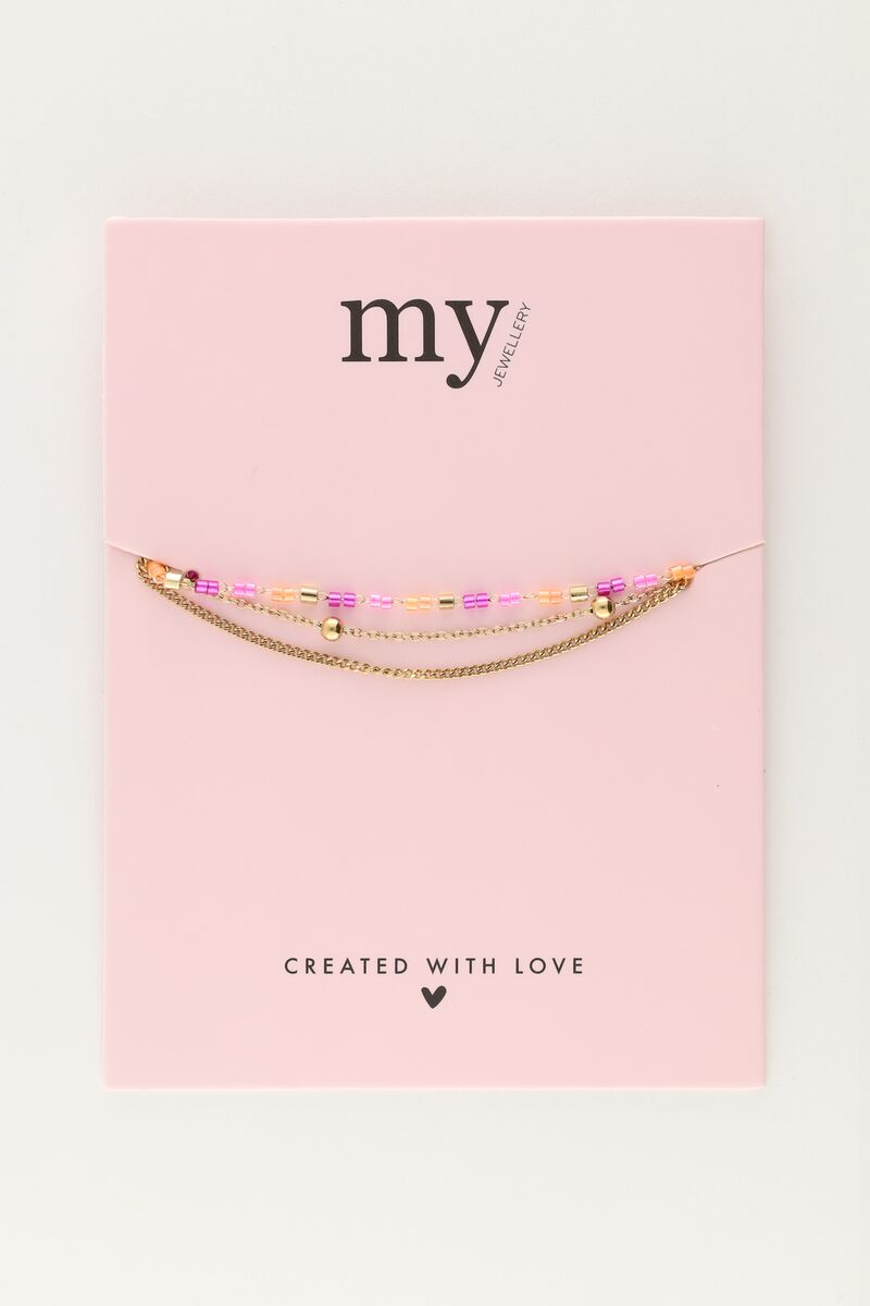 Triple bracelet with orange & pink beads | My Jewellery