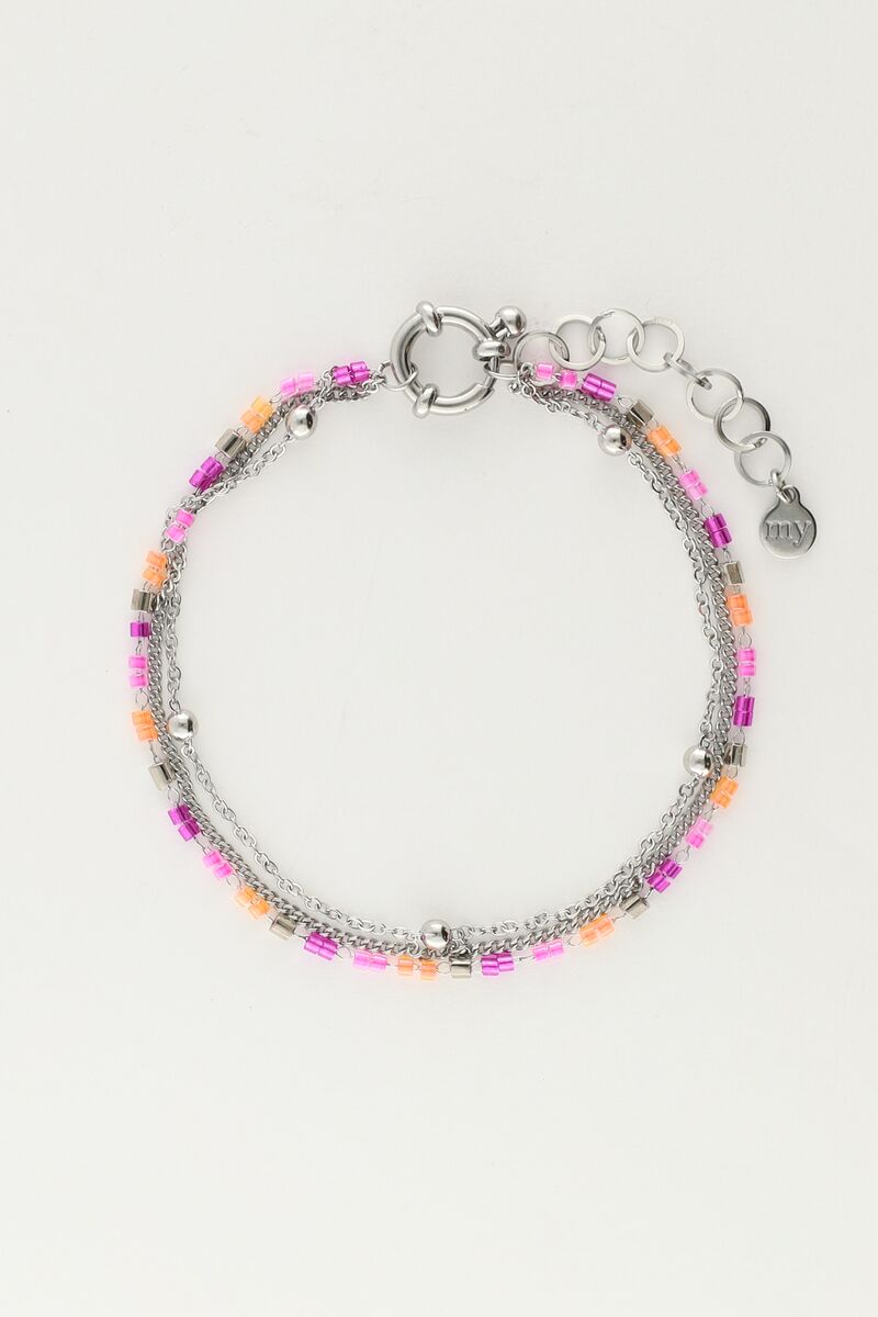 Triple bracelet with orange & pink beads | My Jewellery