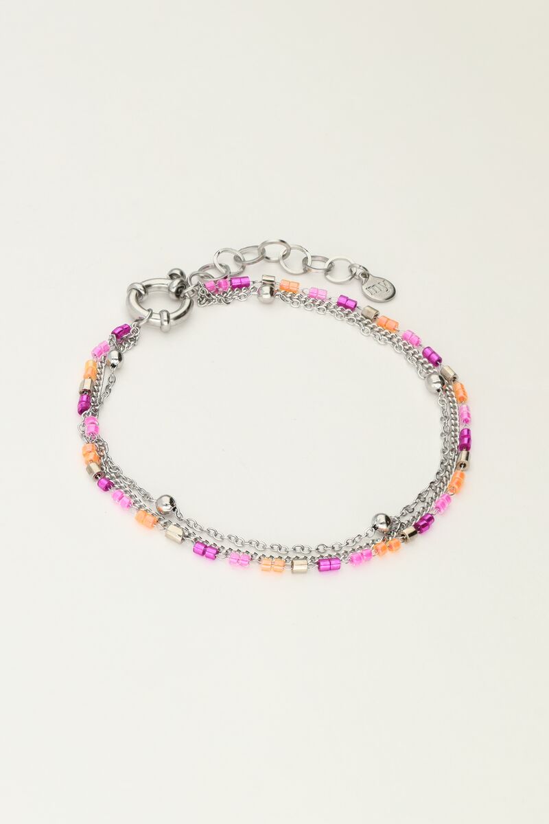 Triple bracelet with orange & pink beads | My Jewellery