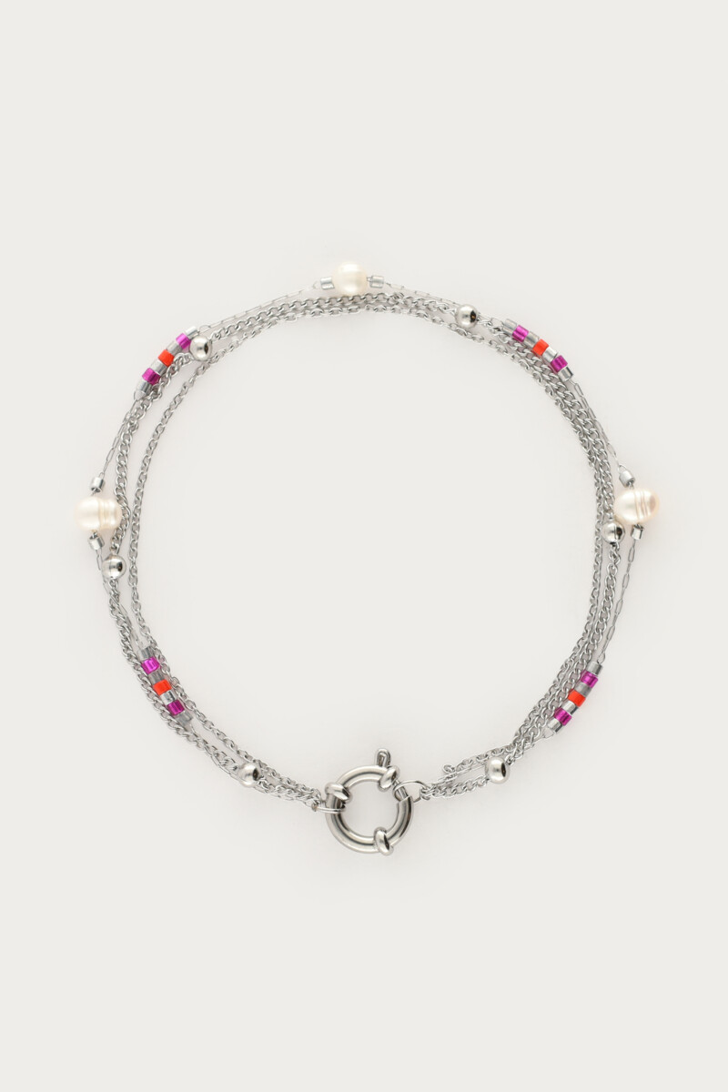 Triple bracelet with pink beads & freshwater pearls | My Jewellery