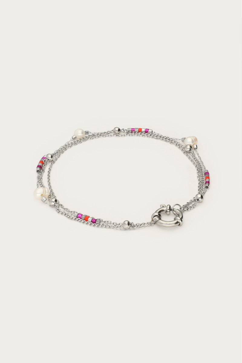 Triple bracelet with pink beads & freshwater pearls | My Jewellery