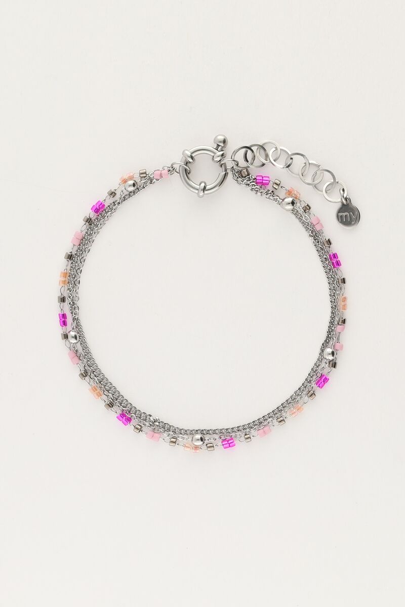 Dreifach-Armband mit pinken Perlen 