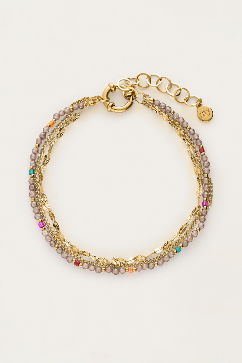 Sunrocks triple bracelet with taupe beads