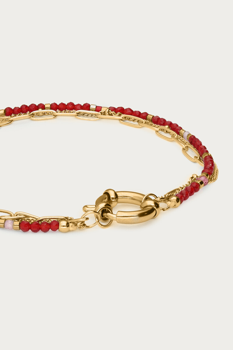 Triple burgundy bracelet with lock | My Jewellery
