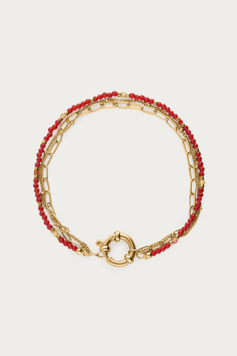 Bracelet triple bordeaux avec fermoir